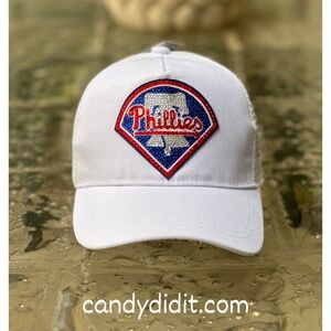 NWT Handmade Candy Did It! Philadelphia Phillies Batter Up Bling Trucker Cap